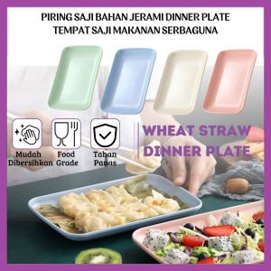 Piring Makan Persegi Panjang Bahan Jerami Tempat Saji Makanan Dinner Plate Wheatstraw BPA FREE Wadah Buah Sayur Anti Pecah Serbaguna - FR Gllery