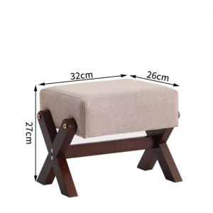 Solid Wood Shoe Changing Stool Upholstered Low Stool Household Entrance Living Room Footstool