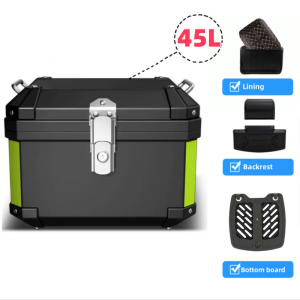 【GOOD LUCK】 45L Waterproof Box Motorcycle Helmet Storage With Backrest Cushion & Lining