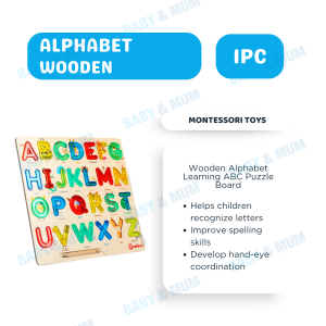 Montessori Wooden Alphabet Learning Board for Kids | Educational ABC Puzzle Toy | SG LOCAL STOCK