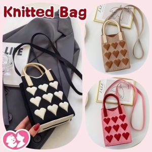 Devonmet Knitted Bag Reusable Small Crossbody Mobile Phone Bag Mini Women Sling Bag Portable Handbag