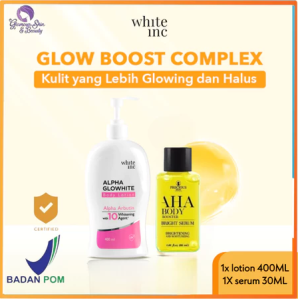 [BUNDLING] WHITE INC Alpha Glowhite Body Lotion to Whitening & Moisturising 400ML + Precious Skin AHA Body Serum 30ML