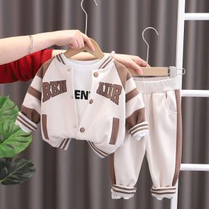 SSL55 - 1-5Thn Setelan Baju Anak Cowok Laki 3in1 Set Kaos Jaket Bomber + Celana Panjang