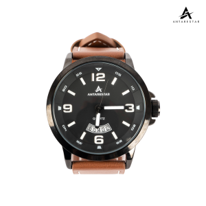 Antarestar Sporty Analog Quartz Jam Tangan Eternis Water Resistant Leather Strap Watch for Men and Women