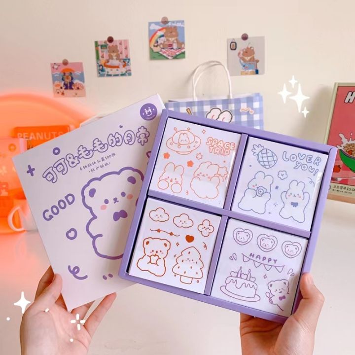 Hình dán sticker gấu siêu siêu cute vẽ nhiều hình khác nhau trang trí ...
