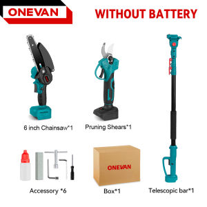 ONEVAN 3-in-1 Brushless Telescoping Pole Electric Chainsaw High Branch Scissors Electric High Branch Saw Garden Pruning Tool For 21V 18V Battery