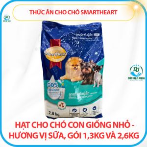 Thức ăn cho chó SmartHeart hạt cho chó con giống nhỏ - hương vị sữa gói 1.3kg & 26kg chính hãng