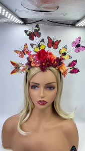 Life Like Flower Butterfly Hairban Hair Styling Accessory With Bendable Wire Great For Garden Parties and Galas Event