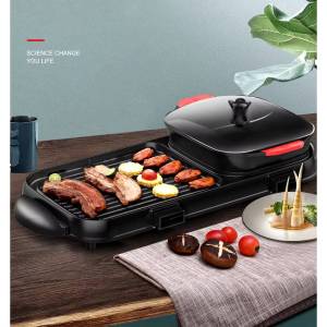 กระทะปิ้งย่าง ชาบู 2IN1 กะทะ ปิ้งย่าง หม้อชาบู แยกน้ำ🥘หม้อสุกี้ 2ช่อง หม้อถอดล้างได้ ทนทาน ขนาดกล่อง 76*16*36 (ขนาดใหญ่)