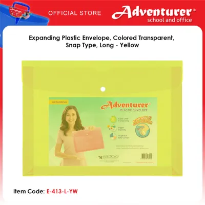Adventurer Expanding Plastic Envelope Colored Transparent Snap Type Long