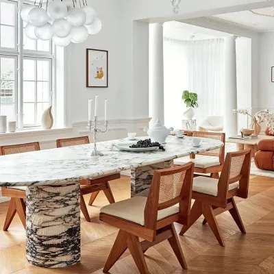 Luxury Bulgari marble dining table Modern minimalist Italian minimalist high-end designer luxury stone oval dining table.