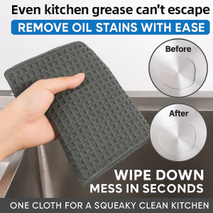 All-Purpose Cleaning Waffle Cloth Non-Grease Super Absorbent Multipurpose Kitchen Home Dishwashing Cleaning Wipes Durable Soft Microfiber Easy Clean