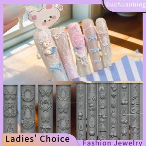 [COD] liuchuanbing Jewellery แม่พิมพ์ซิลิโคน3D สำหรับการออกแบบเล็บบรรเทาโบว์สตรอเบอรี่บาร็อคการทำเล็บมือแม่แบบแผ่นเครื่องมืออุปกรณ์เสริม
