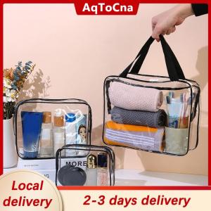 [COD] AqToCna Ship within 24 hours Transparent Cosmetic Bag PVC Women Zipper Clear Makeup Bags Beauty Case Travel Make Up Organizer Storage Bath Toiletry Wash Bag