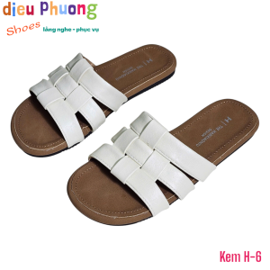 Dép Quai Ngang Dây Đan Da Mờ Đế Dẽo Siêu Êm Full Box Cao Cấp H-6