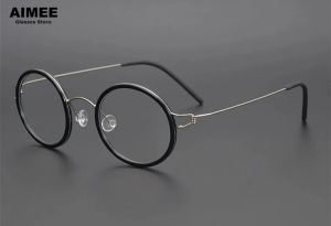 Denmark Brand Air Titanium Screwless Glasses Frame Men Retro Round Ultralight Eyeglasses Women Morten Handmade With Ring Eyewear