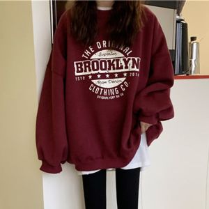 Korean Fashion Premium Quality Women Sweater Brooklyn Design Long Sleeve Non-hooded Shirt Casual Woman Blouse Baju Viral Lengan Panjang Ready Stock 213388 - Virene Collection