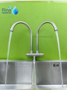Vòi Rửa Chén Lạnh Inox304 Rina RN6007 Dành Cho 2 Hộc Chậu Inox304