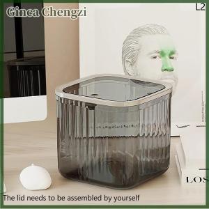 Ginca Press Type Desktop Trash Convenient Plastic Transparent Storage Box Desk Organizer Office Supplies