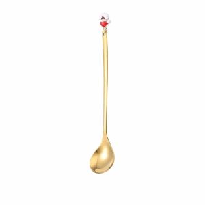 NOBLELYN Stainless Steel Christmas Spoon Set Creative Tableware Elk Pendant Tea Spoon Festive Party Ornament Style Spoon and Fork Set Xmas Gifts