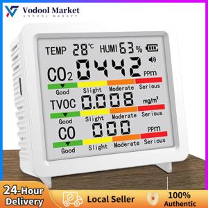 【Vodool】 Indoor Air Quality Monitor TVOC Temperature Humidity CO CO2 Detection Portable Real-Time Detector for Home Cars Plants and Pets