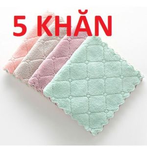 Khăn lau bếp đa năng 2 mặt siêu thấm nước set 5 cái (24cm x 14cm)