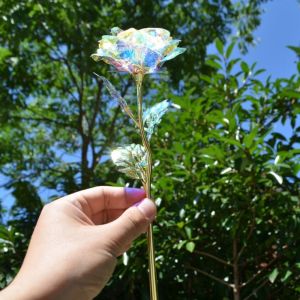 MAGIC WAND FOREBODE75DE7 6Pcs Large Gold Leaf Roses Handcrafted Fade Resistant Eternal Roses Elegant Romantic Gold Rose Gift for Valentines Day and Mothers Day