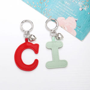 LYM A To Z PU Leather Initial Letter Keychain For Women Fashion Cartoon Candy Color Bag Pendant Car Keyring Jewelry Gifts To Friends