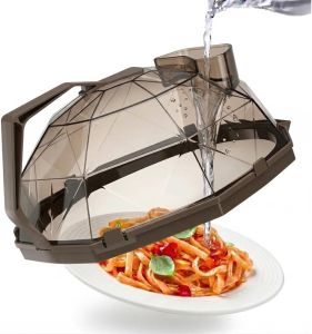 Microwave Splatter Cover with Water Steamer Upgraded Microwave Splatter Cover for Food Microwave Cover for Food with Handle Clear Plate Covers Splatter Guard House Warming Gifts New Home (Brown)