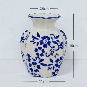 Bình hoa gốm sứ men xanh trắng phong cách Trung Hoa cổ điển cao cấp sáng tạo cổ điển dùng để cắm hoa thủy canh trang trí phòng khách.