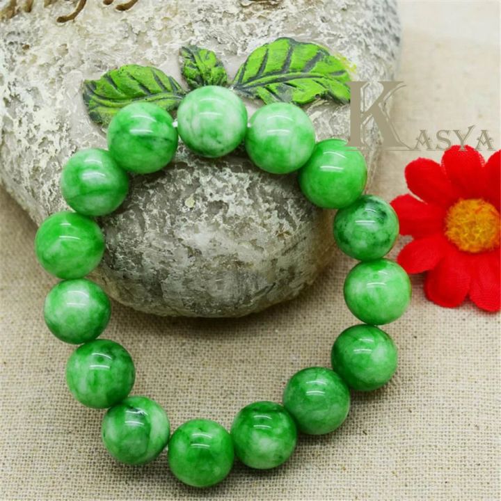 25 Inch Natural Light Green Jade Round Gemstone Bead Necklace - 8/10/12mm - AAA Quality - View #2