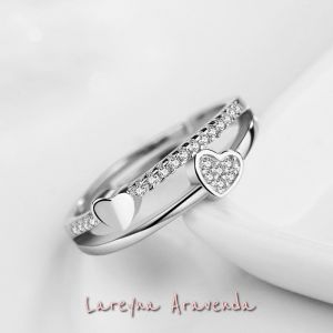 Lareyna Aravenda Cincin Wanita Silver S925 Motif Kristal Crystal Love Kupu Kupu CC007