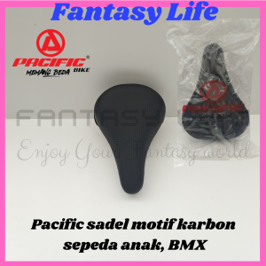 Fantasy Sadel jok sepeda anak BMX merk PACIFIC warna hitam polos dengan motif karbon