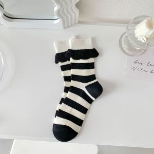 GOOTRADES Soft Autumn Sweet Trendy Frilly Thick Flower Cotton Hosiery Middle Tube Women Camellia Socks Korean Style Socks