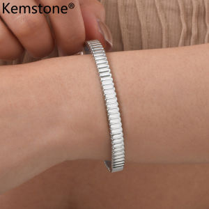Kemstone Titanium Steel Geometric Oval Pattern Adjustable Clasp Everyday Wear Fashion Jewelry Gift for Women