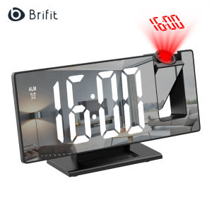 Brifit Projector Digital Alarm Clock 7.8" Led Electronic Clock Snooze Function 12/24 Hours Usb Charging Port Automatic Brightness Adjustment 180° Rotatable Projector Suitable For Bedroom Living Room Gift