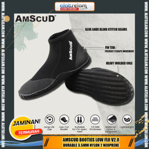 AmScuD Booties Low FIJI V.2 / Sepatu Fin Open Heel / Sepatu Snorkling Diving / Sepatu Karang / Sepatu Fin Open Heel Diving Snorkling / Sepatu Alat Selam / Sepatu Pantai