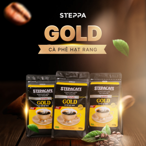 Cà phê hạt rang GOLD (VÀNG) rang mộc nguyên chất. STEPPACAFE. túi 500g