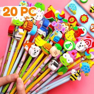 80-Piece Cartoon Pencil Set with Cute Eraser Tops – School Supplies for Kids