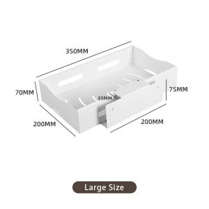 JustLiving 1Pc Drawer-Type Cabinet Basket Spice Organizer Rack Kitchen Seasoning Organization Carbon Steel Shelf for Space Saver No-Drill Installation Bathroom Gadgets Telescopic Rail Pull-out Basket