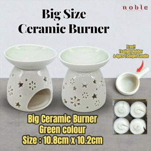 【BIG SIZE】Incense Oil Burner+ FREE Candle Tray+ FREE 4pcs tealight candle(4hours+/-) PINK/ GREEN/ ORANGE