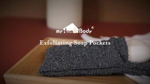 myHomeBody Soap Pocket Squares Exfoliating Pouch Body Scrubber Exfoliator Sponge for Bath or Shower or Leftover Bits Saver Graphite Gray 9 Pack + 6 Lift Pads