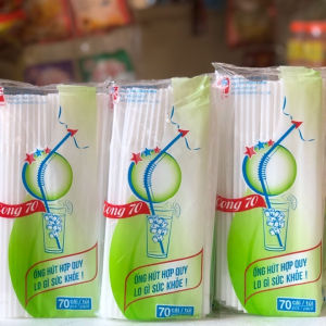 Combo 100 Bọc - Ống Hút Trắng Cong Tân Tường Khang 70 Cái – Phi 5 An Toàn Thực Phẩm