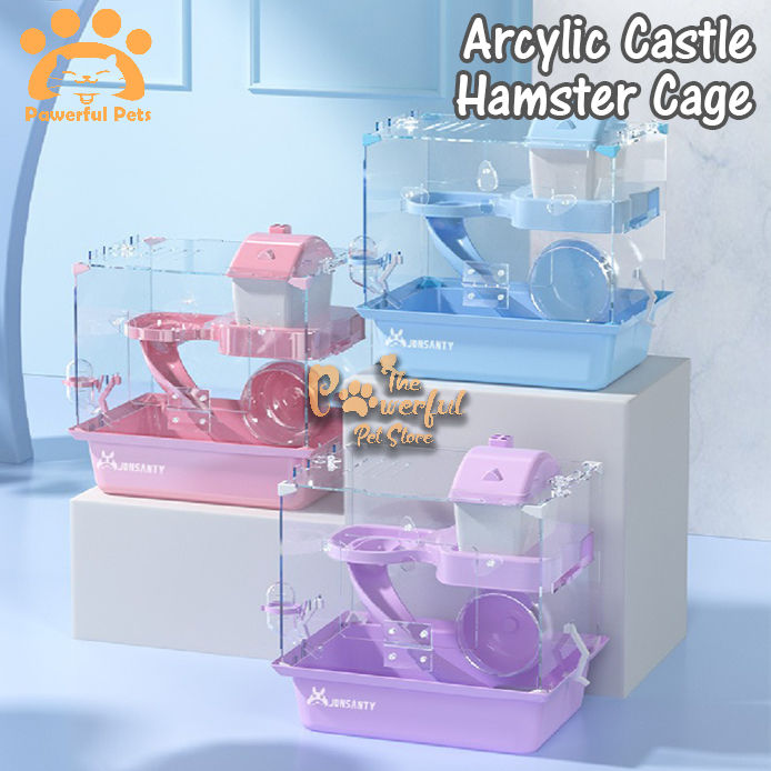 Jonsanty Acrylic Castle Hamster Cage Transparent Hamsters Home House