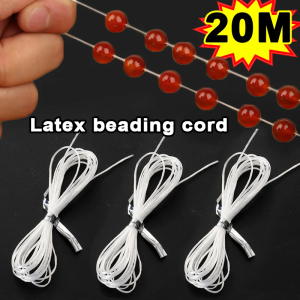 สายลูกปัดยางสีขาวเครื่องประดับด้ายประดับลูกปัดยางทำ DIY สำหรับสร้อยข้อมือสร้อยคอสร้อยข้อเท้ายางยืดหยุ่นสูงเชือก