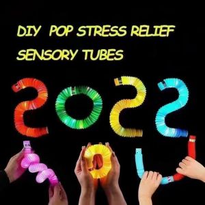 new mainan anak light pop spiral led Pop Tubes LED Fidget Pop Tube Sensory Toys fidget tube led