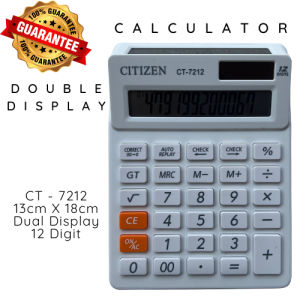 Kalkulator Kasir Toko Besar Dual Big Display CT 7212 Dua Layar Baterai AA 12 Digit Auto Correct