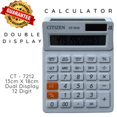 Kalkulator Besar Dual Big Display Baterai AA CT 7212 Dua Layar 12 Digit Kasir Toko Dagang Pasar