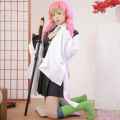 Anime Demon Slayer Kimetsu No Yaiba Kanroji Mitsuri Cosplay Costume For Women Kimono Dress Full Sets Pink Double Ponytail Wig. 