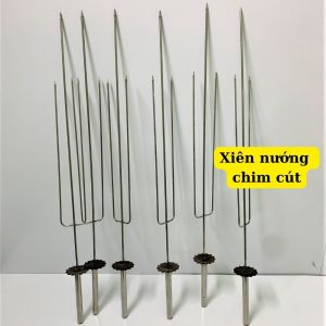 Xiên nướng chim cút cho lò quay cây xiên chim có bánh răng xiên quay chim inox không gỉ